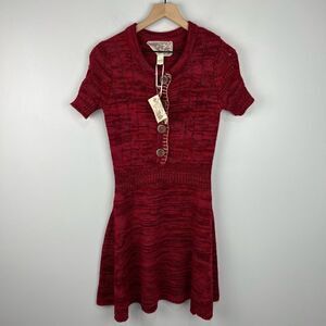 Anthropologie Nick & Mo Red Sweater Dress with Buttons S NWT
